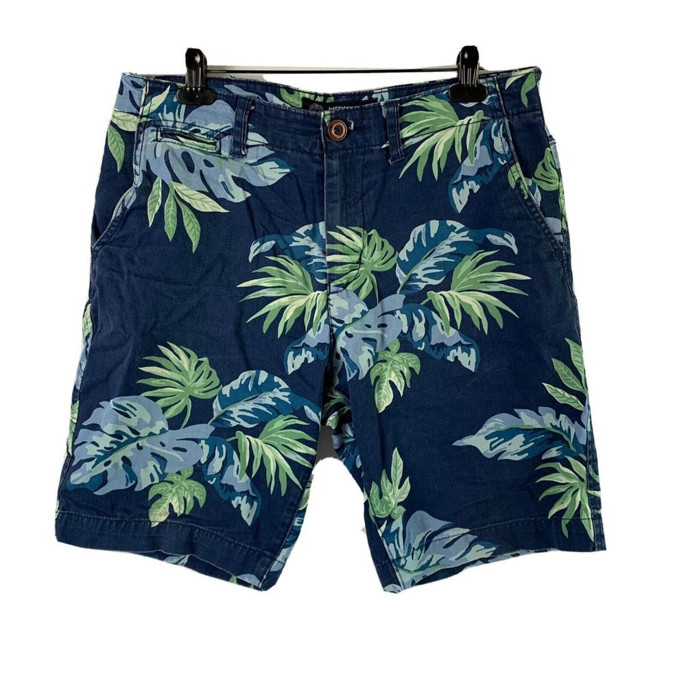 American Eagle Mens 30 x 9" Classic Fit Khaki Chino Shorts Hawaiian Floral Blue - Picture 1 of 7